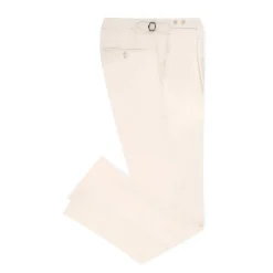 Viola Milano - Sartorial Cotton Pants with Side Adjusters - Ivory - Handmade in Italy - Luxury Exclusive Collection - Avvenice^ Trousers