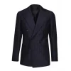 Viola Milano - Sartorial Double Breasted Suit - Navy Chalk Stripe - Handmade in Italy - Luxury Exclusive Collection - Avvenice^ Jackets