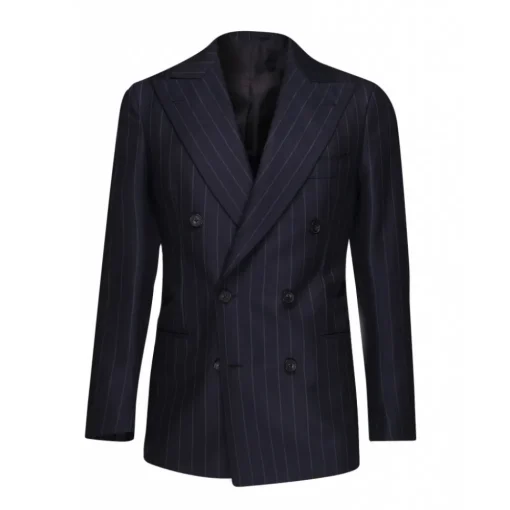 Viola Milano - Sartorial Double Breasted Suit - Navy Chalk Stripe - Handmade in Italy - Luxury Exclusive Collection - Avvenice^ Jackets