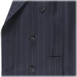 Viola Milano - Sartorial Double Breasted Suit - Navy Chalk Stripe - Handmade in Italy - Luxury Exclusive Collection - Avvenice^ Jackets