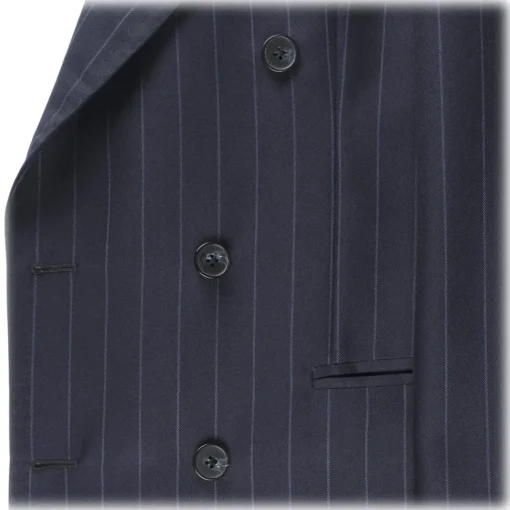 Viola Milano - Sartorial Double Breasted Suit - Navy Chalk Stripe - Handmade in Italy - Luxury Exclusive Collection - Avvenice^ Jackets