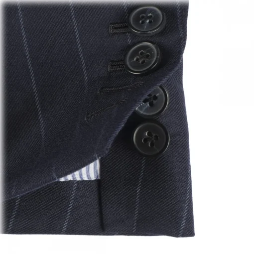 Viola Milano - Sartorial Double Breasted Suit - Navy Chalk Stripe - Handmade in Italy - Luxury Exclusive Collection - Avvenice^ Jackets