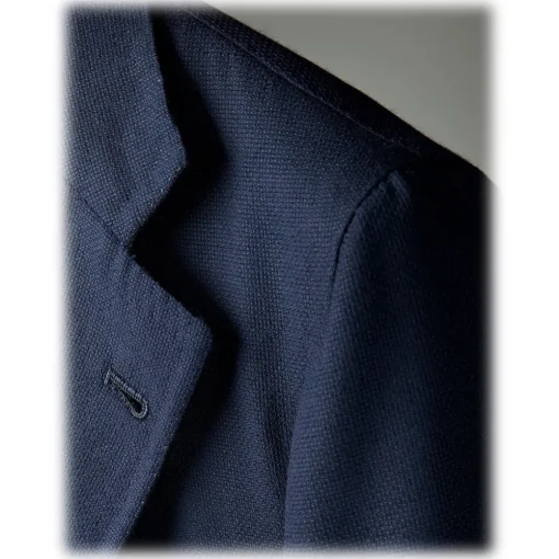 Viola Milano - Sartorial Half-lined Hopsack Blazer - Navy - Handmade in Italy - Luxury Exclusive Collection - Avvenice^ Jackets