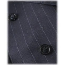 Viola Milano - Sartorial Half-lined Double Breasted Suit - Navy Chalk Stripe - Handmade in Italy - Luxury Exclusive Collection - Avvenice