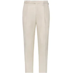 Viola Milano - Single Pleated Sartorial Cotton Pants Side Adjusters - Ivory - Handmade in Italy - Luxury Exclusive Collection - Avvenice^ Trousers