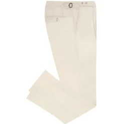 Viola Milano - Single Pleated Sartorial Cotton Pants Side Adjusters - Ivory - Handmade in Italy - Luxury Exclusive Collection - Avvenice^ Trousers