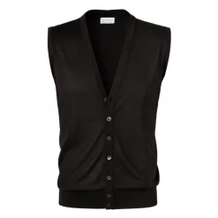 Viola Milano - Sleeveless Cashmere and Silk Cardigan - Dark Grey - Handmade in Italy - Luxury Exclusive Collection - Avvenice