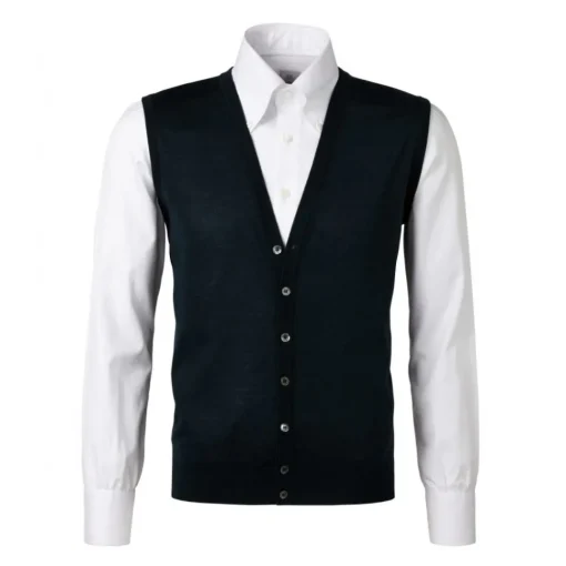 Viola Milano - Sleeveless Cashmere and Silk Cardigan - Forest - Handmade in Italy - Luxury Exclusive Collection - Avvenice^ Knitwears
