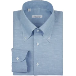 Viola Milano - Solid Carlo Riva Oxford/Linen Button-Down Shirt - Light Blue - Handmade in Italy - Luxury Exclusive Collection - Avvenice^ Shirts