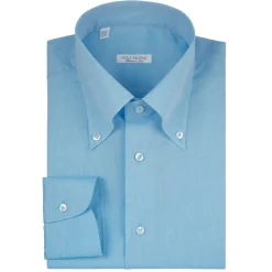 Viola Milano - Solid Carlo Riva Voila Tela Button-Down Shirt - Turquoise Sea - Handmade in Italy - Luxury Exclusive Collection - Avvenice^ Shirts