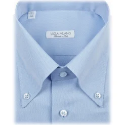 Viola Milano - Solid Carlo Riva Popline Doppio Button-Down Shirt - Light Blue - Handmade in Italy - Luxury Exclusive Collection - Avvenice^ Shirts