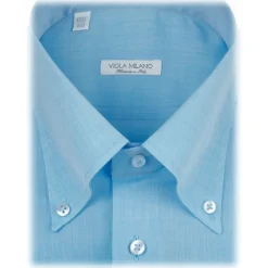 Viola Milano - Solid Carlo Riva Voila Tela Button-Down Shirt - Turquoise Sea - Handmade in Italy - Luxury Exclusive Collection - Avvenice^ Shirts