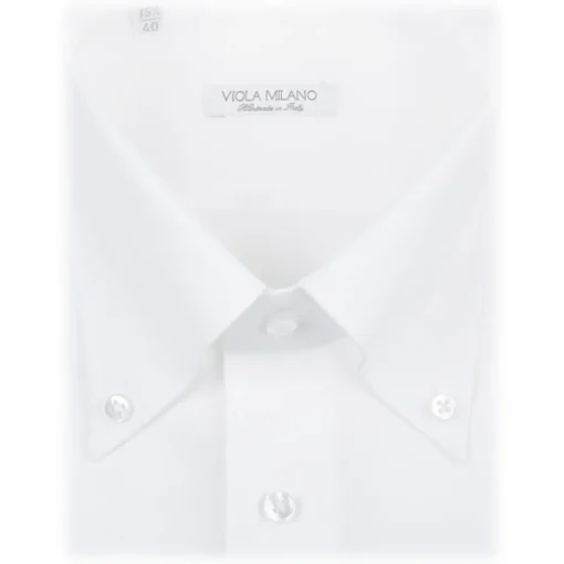 Viola Milano - Solid Carlo Riva Popline Doppio Button-Down Shirt - White - Handmade in Italy - Luxury Exclusive Collection - Avvenice