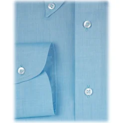 Viola Milano - Solid Carlo Riva Voila Tela Button-Down Shirt - Turquoise Sea - Handmade in Italy - Luxury Exclusive Collection - Avvenice^ Shirts
