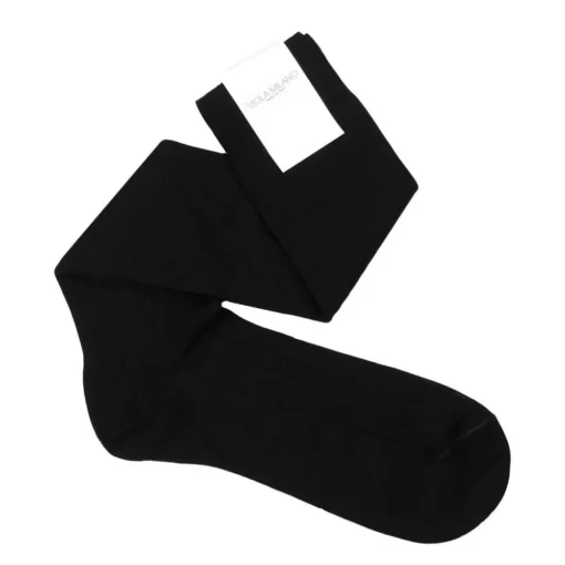 Viola Milano - Solid Over-the-Calf Socks - Black - Handmade in Italy - Luxury Exclusive Collection - Avvenice^ Accessories