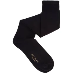 Viola Milano - Solid Over-The-Calf Cotton/Silk Socks - Black - Handmade in Italy - Luxury Exclusive Collection - Avvenice^ Accessories