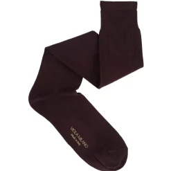 Viola Milano - Solid Over-The-Calf Cotton/Silk Socks - Dark Brown - Handmade in Italy - Luxury Exclusive Collection - Avvenice^ Accessories