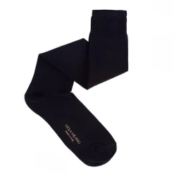 Viola Milano - Solid Over-the-Calf Cotton and Silk Socks - Navy - Handmade in Italy - Luxury Exclusive Collection - Avvenice^ Accessories