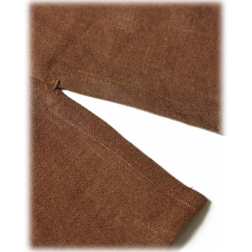 Viola Milano - Solid Safari 100% Linen Overshirt - Brown - Handmade in Italy - Luxury Exclusive Collection - Avvenice