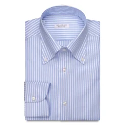 Viola Milano - Stripe American Oxford Shirt - Sea and White - Handmade in Italy - Luxury Exclusive Collection - Avvenice^ Shirts