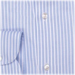 Viola Milano - Stripe American Oxford Shirt - Sea and White - Handmade in Italy - Luxury Exclusive Collection - Avvenice^ Shirts