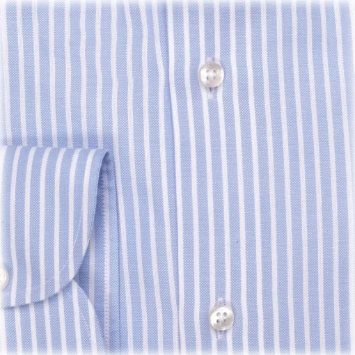 Viola Milano - Stripe Button-Down Collar Dress Shirt - Sea/White - Handmade in Italy - Luxury Exclusive Collection - Avvenice^ Shirts