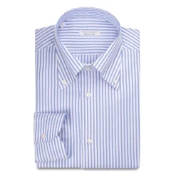 Viola Milano - Stripe Italian Oxford Shirt - Blue - Handmade in Italy - Luxury Exclusive Collection - Avvenice^ Shirts