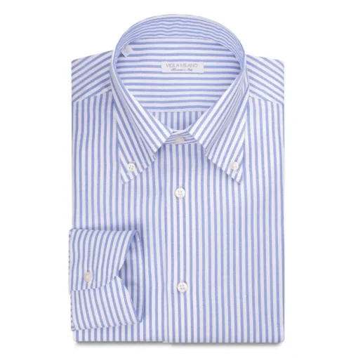 Viola Milano - Stripe Italian Oxford Shirt - Blue - Handmade in Italy - Luxury Exclusive Collection - Avvenice^ Shirts