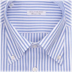 Viola Milano - Stripe Italian Oxford Shirt - Blue - Handmade in Italy - Luxury Exclusive Collection - Avvenice^ Shirts