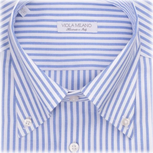 Viola Milano - Stripe Italian Oxford Shirt - Blue - Handmade in Italy - Luxury Exclusive Collection - Avvenice^ Shirts