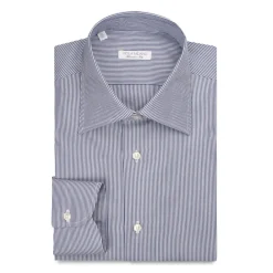 Viola Milano - Stripe Napoli Collar Shirt - Navy and White - Handmade in Italy - Luxury Exclusive Collection - Avvenice^ Shirts