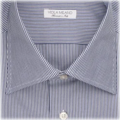 Viola Milano - Stripe Napoli Collar Shirt - Navy and White - Handmade in Italy - Luxury Exclusive Collection - Avvenice^ Shirts