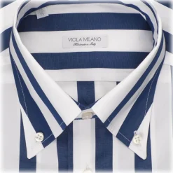 Viola Milano - Stripe Shirt - Navy and White - Handmade in Italy - Luxury Exclusive Collection - Avvenice^ Shirts
