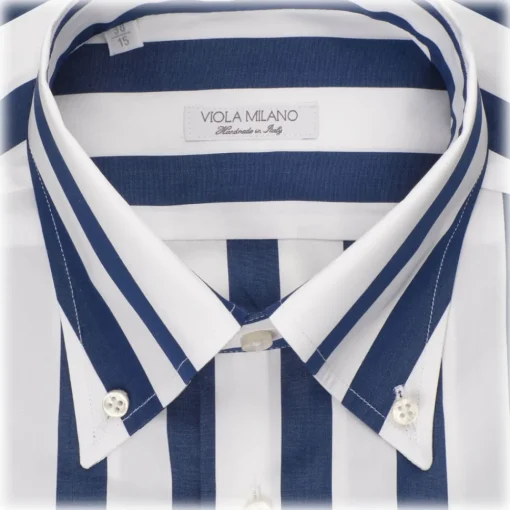 Viola Milano - Stripe Shirt - Navy and White - Handmade in Italy - Luxury Exclusive Collection - Avvenice^ Shirts