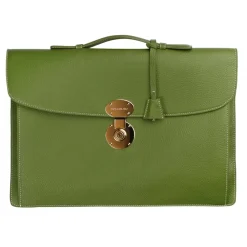Viola Milano - The Light City Gold Lock Briefcase - Lime Green - Handmade in Italy - Luxury Exclusive Collection - Avvenice