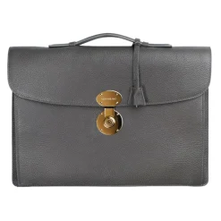 Viola Milano - The Light City Gold Lock Briefcase - Grey - Handmade in Italy - Luxury Exclusive Collection - Avvenice^ Bags