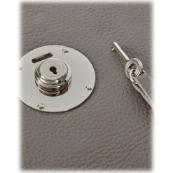 Viola Milano - The Light City Silver Lock Briefcase - Taupe Grey - Handmade in Italy - Luxury Exclusive Collection - Avvenice^ Bags