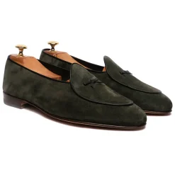 Viola Milano - Unlined Belgian Suede Loafer - Green - Handmade in Italy - Luxury Exclusive Collection - Avvenice^ Shoes