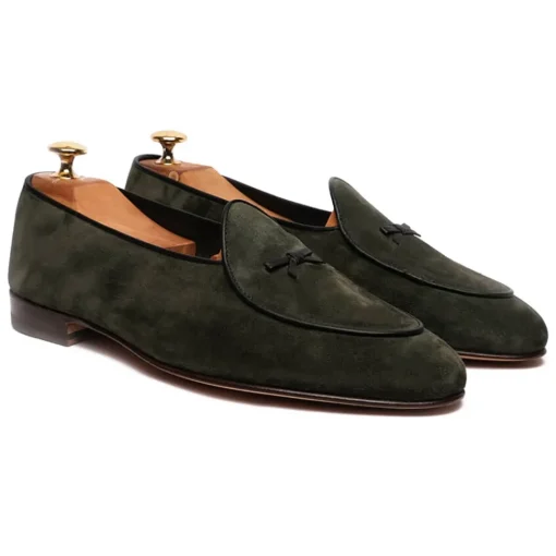 Viola Milano - Unlined Belgian Suede Loafer - Green - Handmade in Italy - Luxury Exclusive Collection - Avvenice^ Shoes