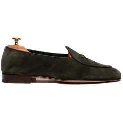 Viola Milano - Unlined Belgian Suede Loafer - Green - Handmade in Italy - Luxury Exclusive Collection - Avvenice^ Shoes
