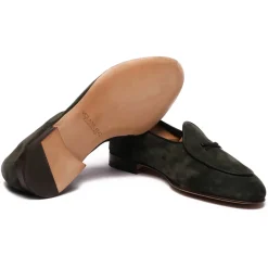 Viola Milano - Unlined Belgian Suede Loafer - Green - Handmade in Italy - Luxury Exclusive Collection - Avvenice^ Shoes