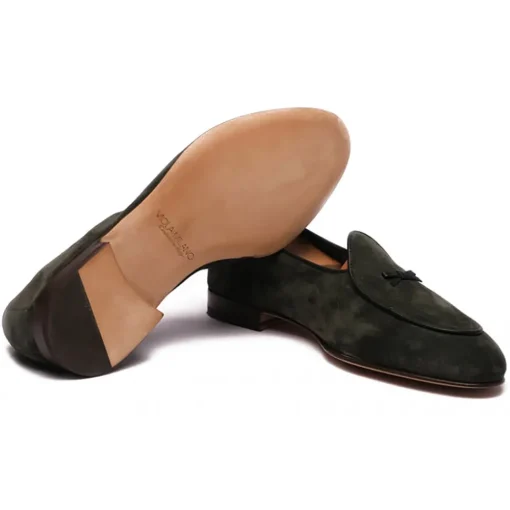 Viola Milano - Unlined Belgian Suede Loafer - Green - Handmade in Italy - Luxury Exclusive Collection - Avvenice^ Shoes