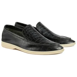Viola Milano - Unlined Capri Croco Loafer - Forest - Handmade in Italy - Luxury Exclusive Collection - Avvenice^ Shoes