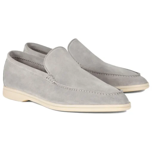 Viola Milano - Unlined Capri Suede Loafer - Light Grey - Handmade in Italy - Luxury Exclusive Collection - Avvenice^ Shoes