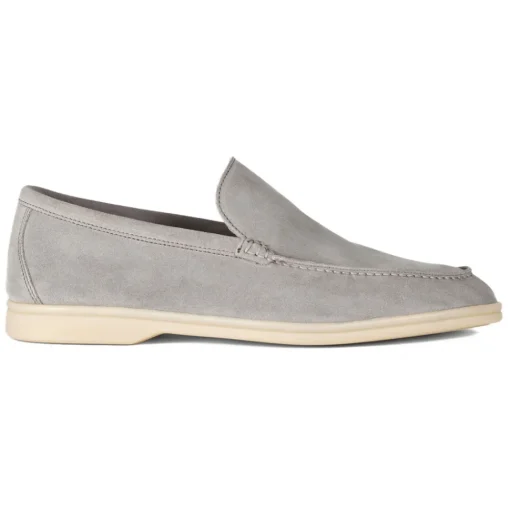 Viola Milano - Unlined Capri Suede Loafer - Light Grey - Handmade in Italy - Luxury Exclusive Collection - Avvenice^ Shoes