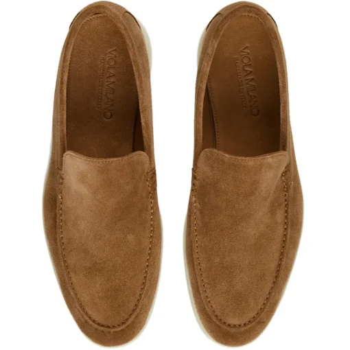 Viola Milano - Unlined Capri Suede Loafer - Polo Brown - Handmade in Italy - Luxury Exclusive Collection - Avvenice^ Shoes