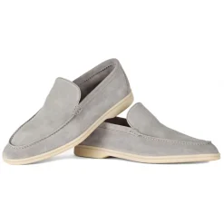 Viola Milano - Unlined Capri Suede Loafer - Light Grey - Handmade in Italy - Luxury Exclusive Collection - Avvenice^ Shoes
