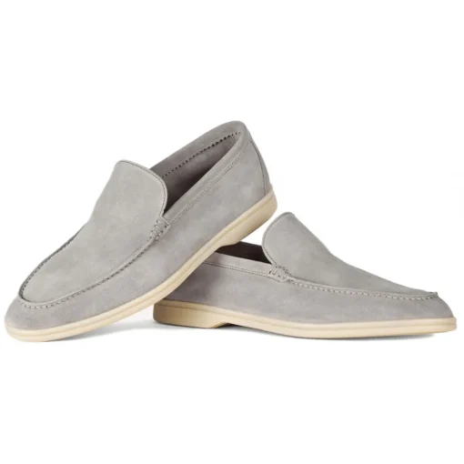 Viola Milano - Unlined Capri Suede Loafer - Light Grey - Handmade in Italy - Luxury Exclusive Collection - Avvenice^ Shoes