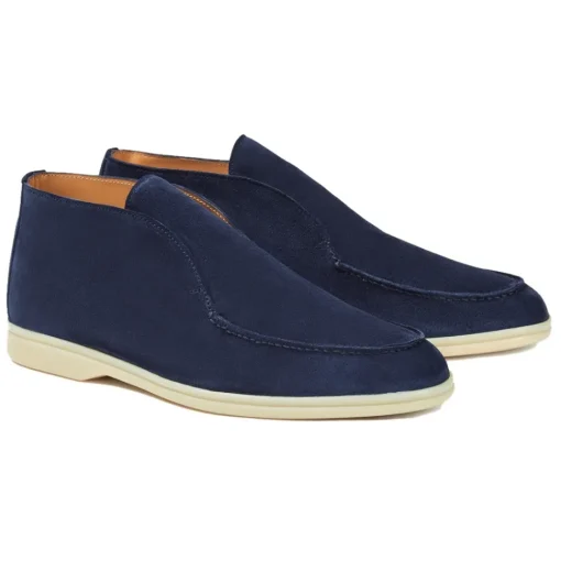 Viola Milano - Unlined City Suede Loafer - Navy - Handmade in Italy - Luxury Exclusive Collection - Avvenice^ Shoes