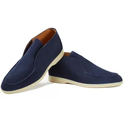 Viola Milano - Unlined City Suede Loafer - Navy - Handmade in Italy - Luxury Exclusive Collection - Avvenice^ Shoes